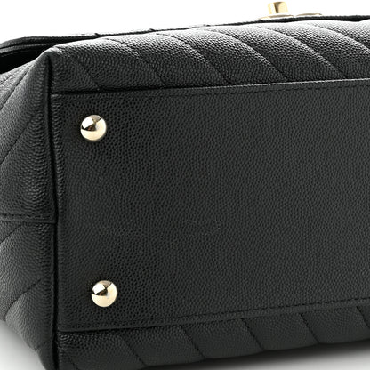 Chanel Caviar Chevron Quilted Small Coco Handle Flap Black 11 of 11