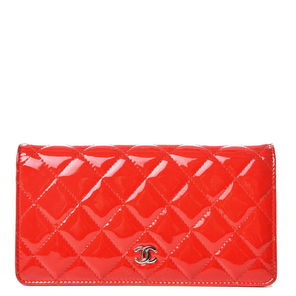 Chanel Patent Calfskin Quilted Yen Wallet Red 1 of 9