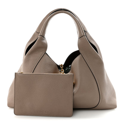 Gucci Grained Calfskin Softbit Maxi Shoulder Bag Taupe 3 of 9