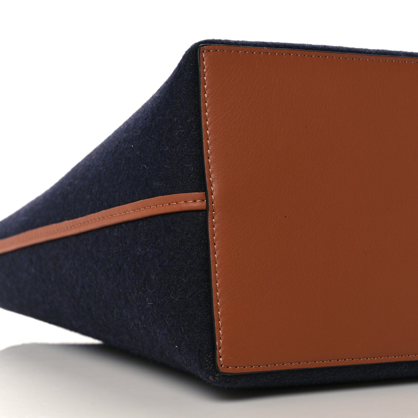 Wool Calfskin Small Love Anagram Tote Navy Tan