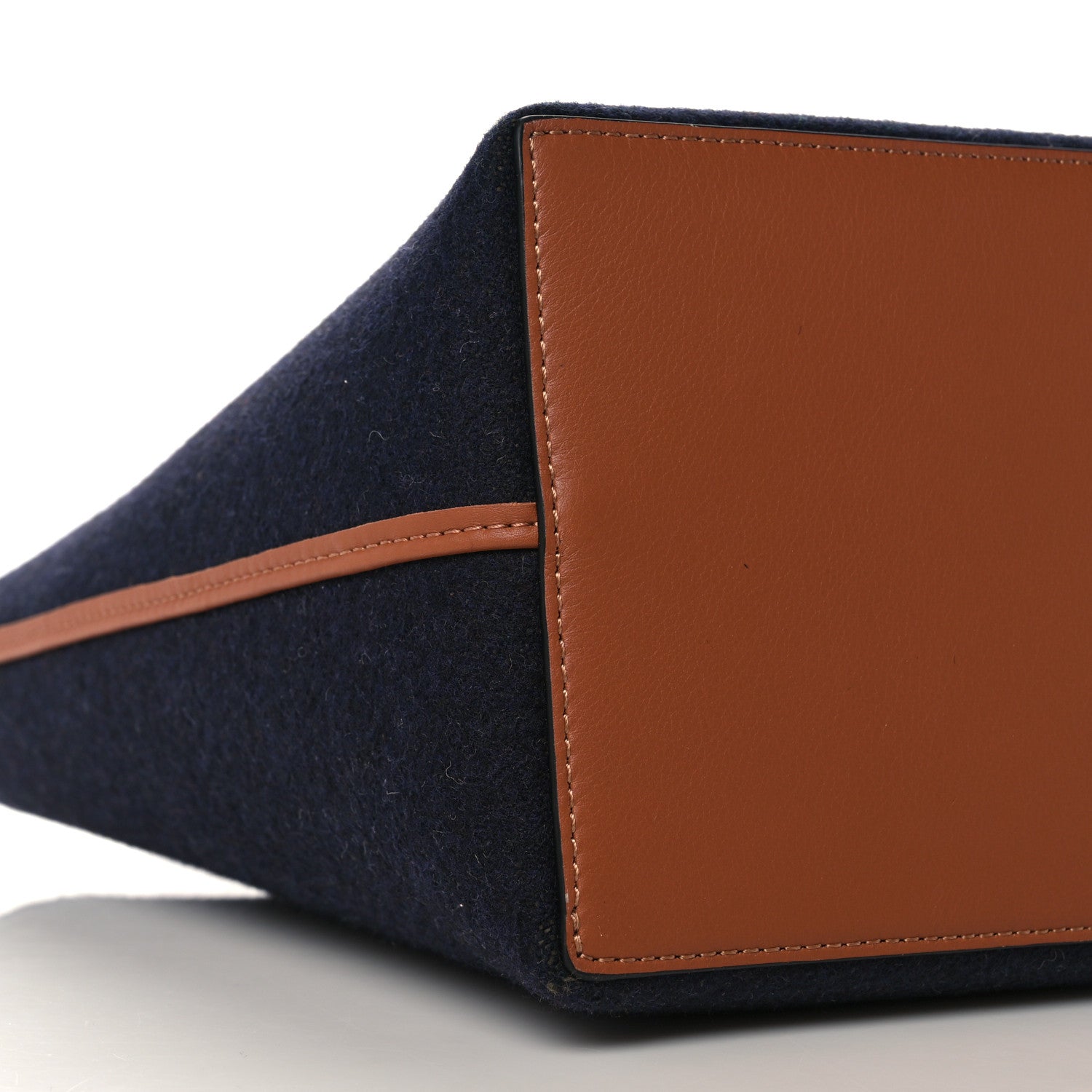 Loewe Wool Calfskin Small Love Anagram Tote Navy Tan 8 of 9