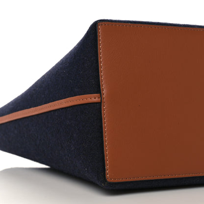 Loewe Wool Calfskin Small Love Anagram Tote Navy Tan 8 of 9