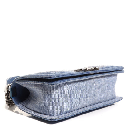 Chanel Denim Chevron Medium Boy Flap Blue 5 of 9