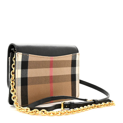 Burberry Derby Calfskin House Check Wallet On Chain Black 3 of 18