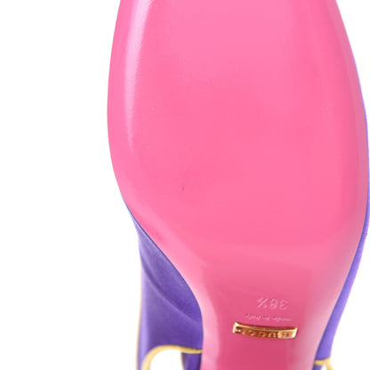 Gucci Satin Embroidered Dragon Caspar Pumps 38.5 Purple Oro Vecchio Black 10 of 11