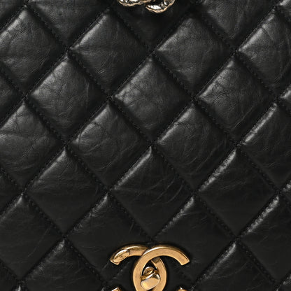Chanel Aged Calfskin Quilted Large Pondichery Flap Black 8 of 10