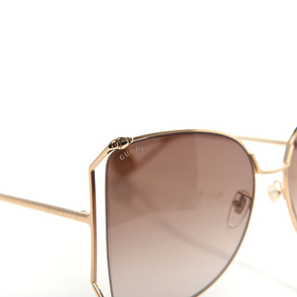 Gucci Oversized Round Sunglasses GG0252S Gold Brown 7 of 8