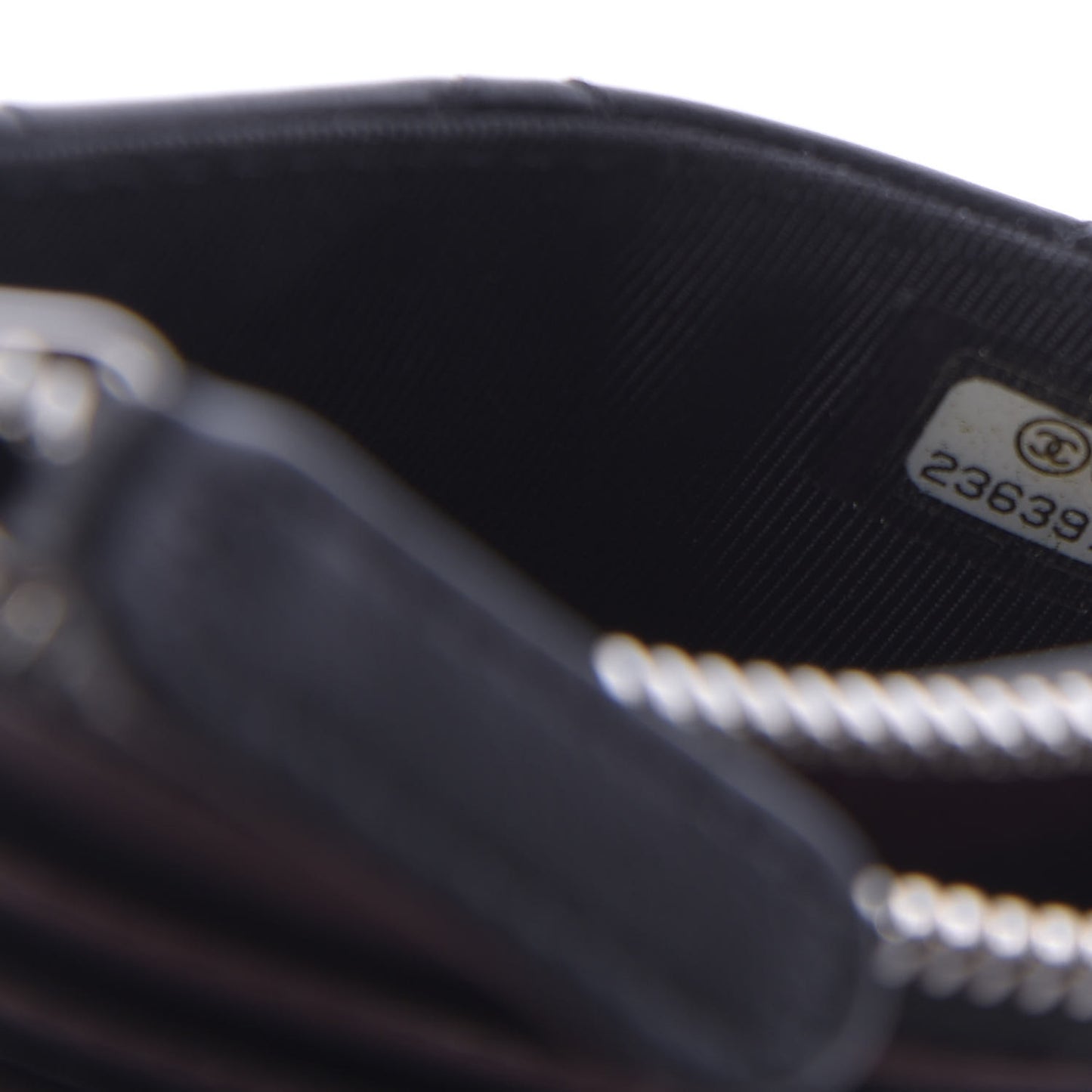 Lambskin Quilted Zip Card Holder Black