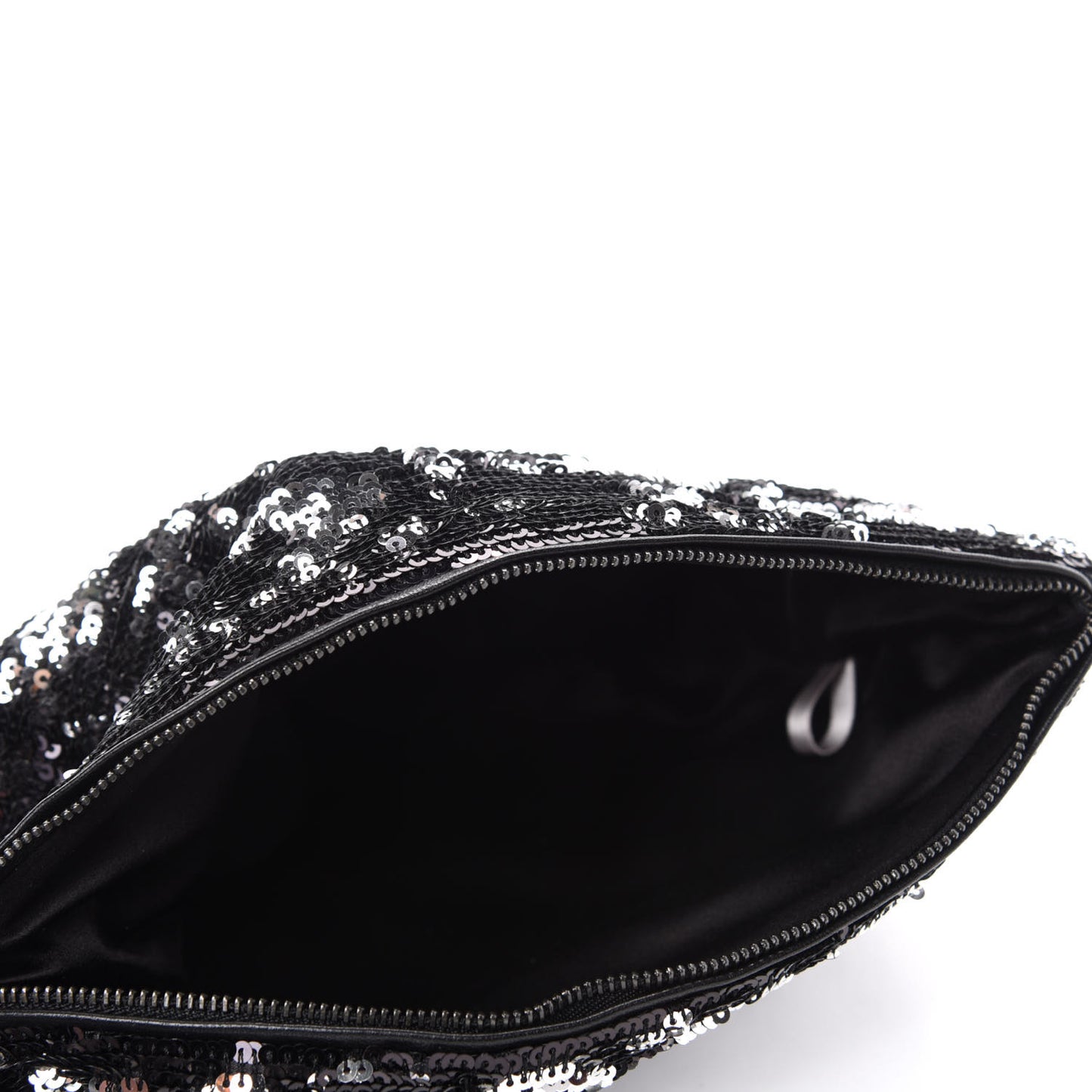 Sequin Callie Tasseled Clutch Black Silver