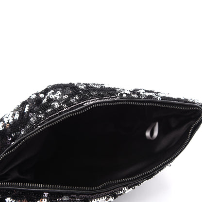 Jimmy Choo Sequin Callie Tasseled Clutch Black Silver 5 of 9