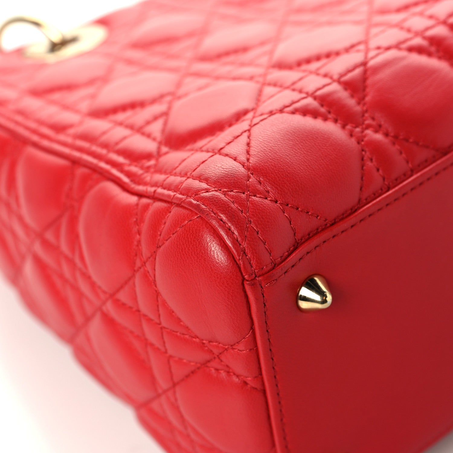 Christian Dior Lambskin Cannage Medium Lady Dior Red 9 of 14