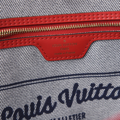 Louis Vuitton Denim Damier Monogram Patchwork Neverfull Blue Rouge 9 of 12