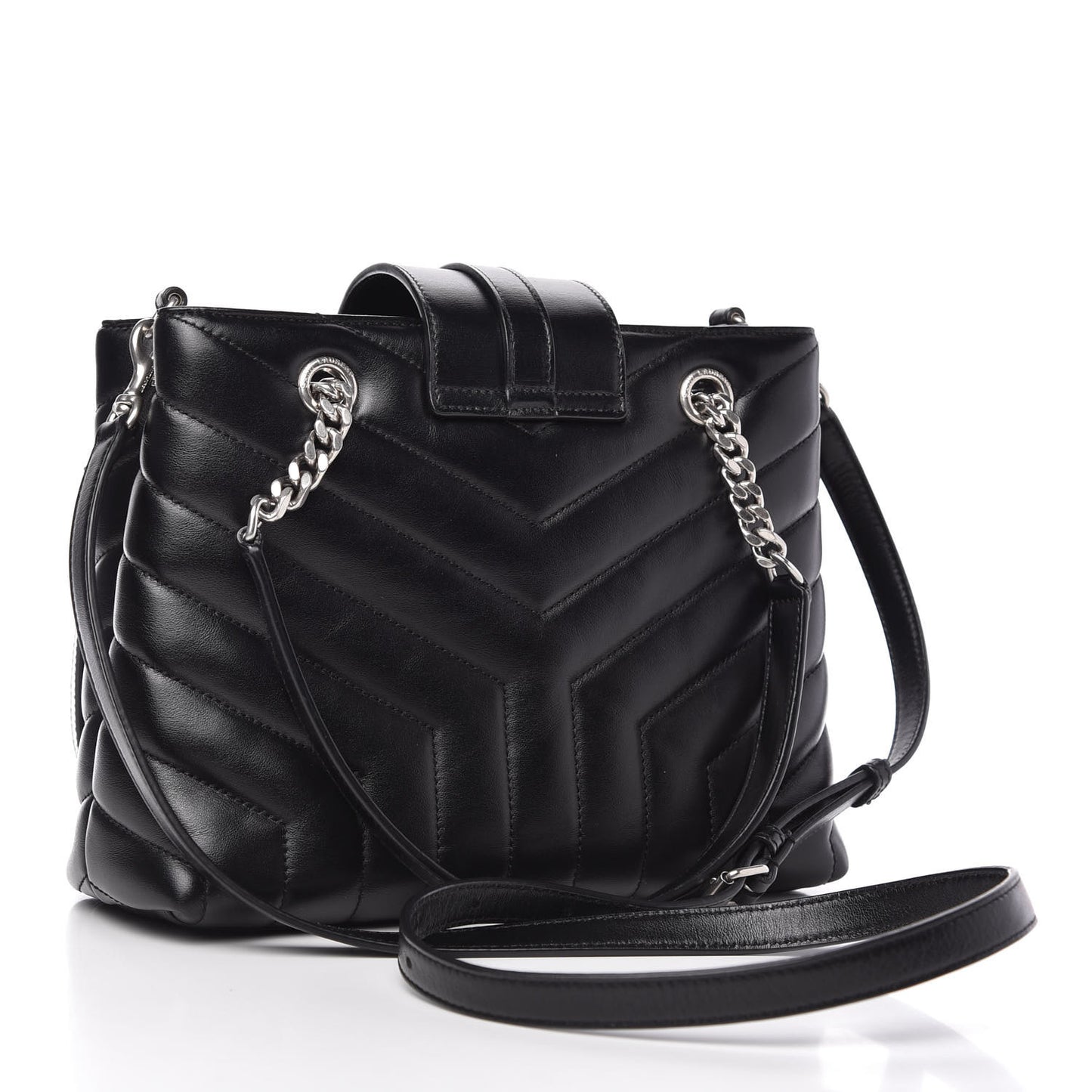 Calfskin Y Quilted Monogram Small Loulou Shopper Black