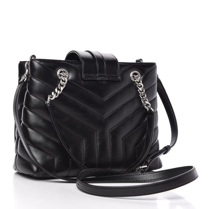 Saint Laurent Calfskin Y Quilted Monogram Small Loulou Shopper Black 3 of 10