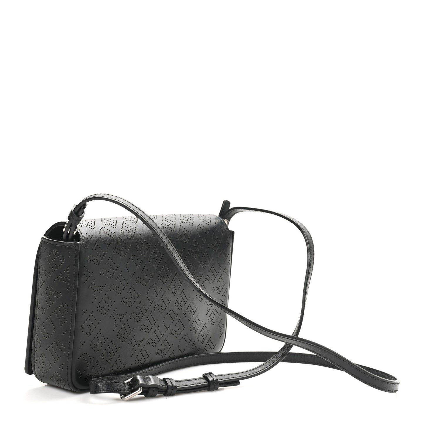 Calfskin Perforated Logo Hampshire Crossbody Black