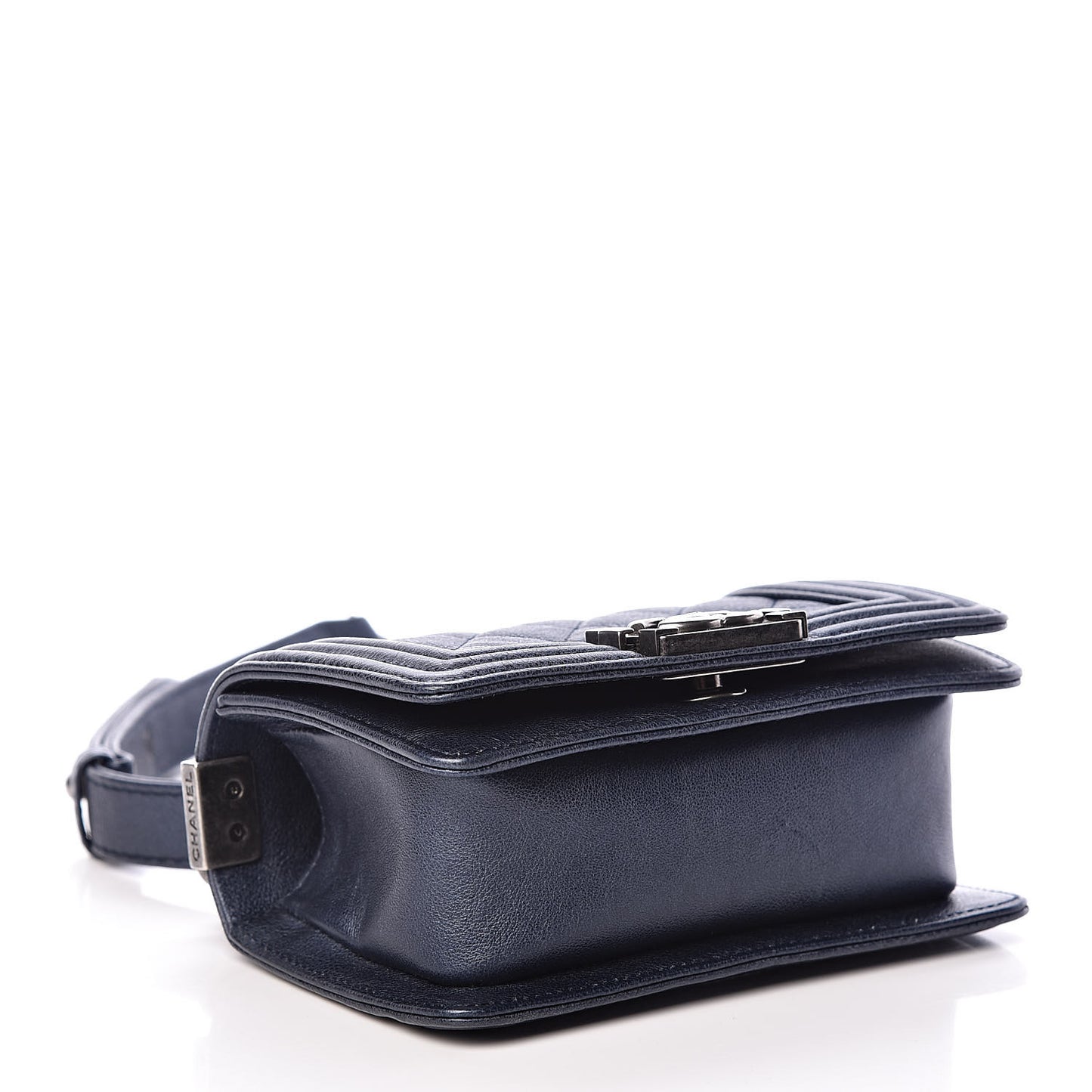 Metallic Calfskin Quilted Mini Boy Flap Blue