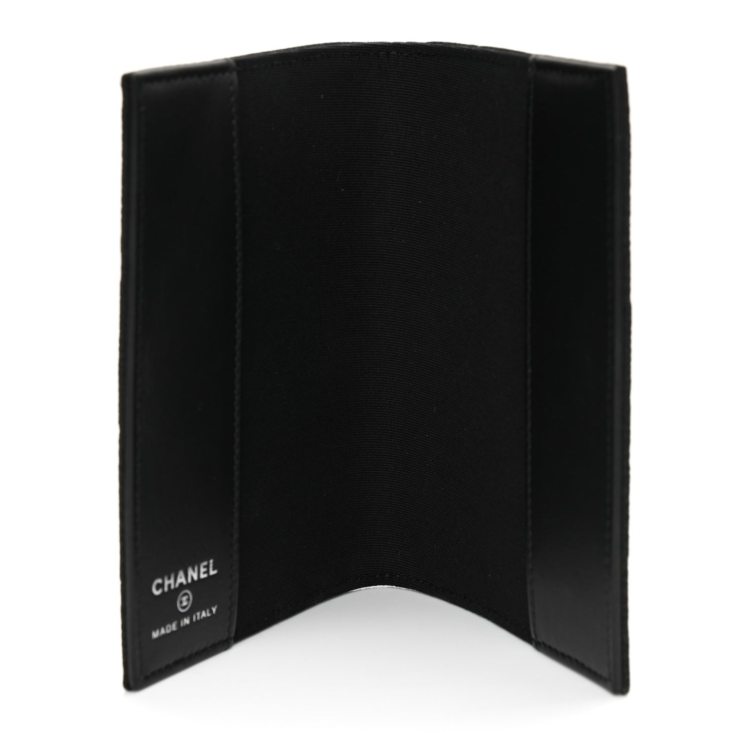 Iridescent Caviar Quilted Passport Holder Black