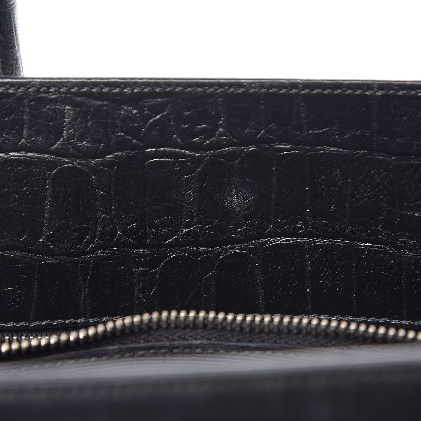 Calfskin Crocodile Embossed Small Sac de Jour Black