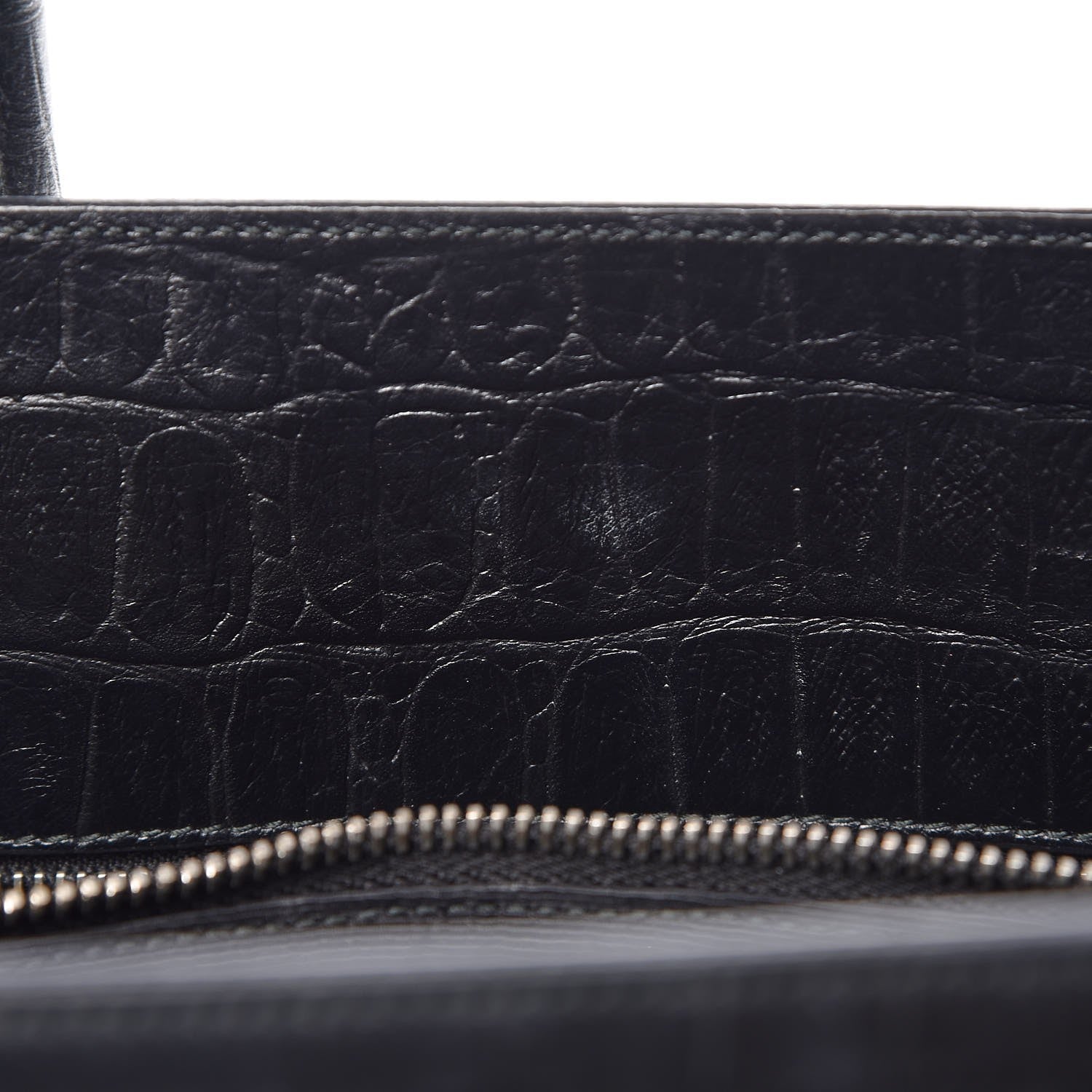 Saint Laurent Calfskin Crocodile Embossed Small Sac de Jour Black 11 of 11