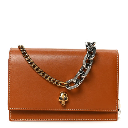Alexander McQueen Calfskin Mini Skull Chain Crossbody Bag Caramel Tan 1 of 12