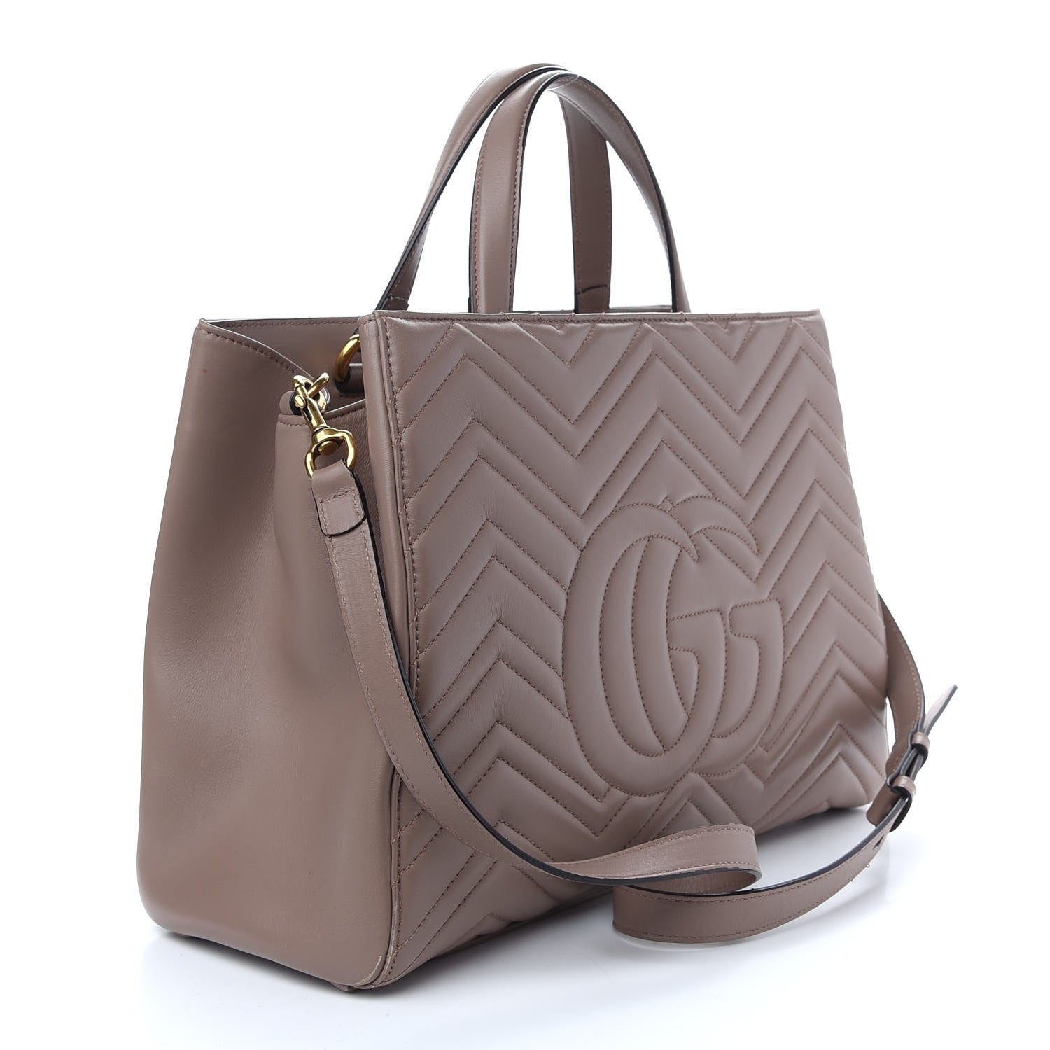 Gucci Calfskin Matelasse Medium GG Marmont Tote Porcelain Rose 3 of 9