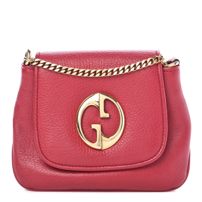 Gucci Pebbled Calfskin Small 1973 Chain Shoulder Bag Red 1 of 10