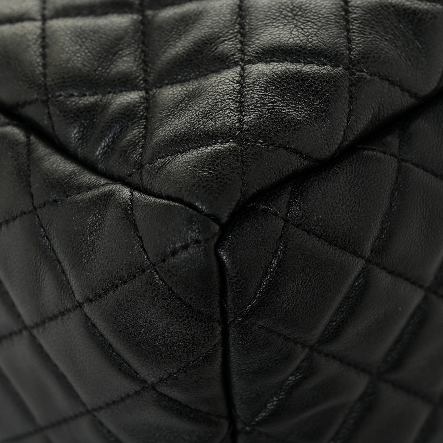 Lambskin Quilted Mini CC Chain Bucket Bag Black
