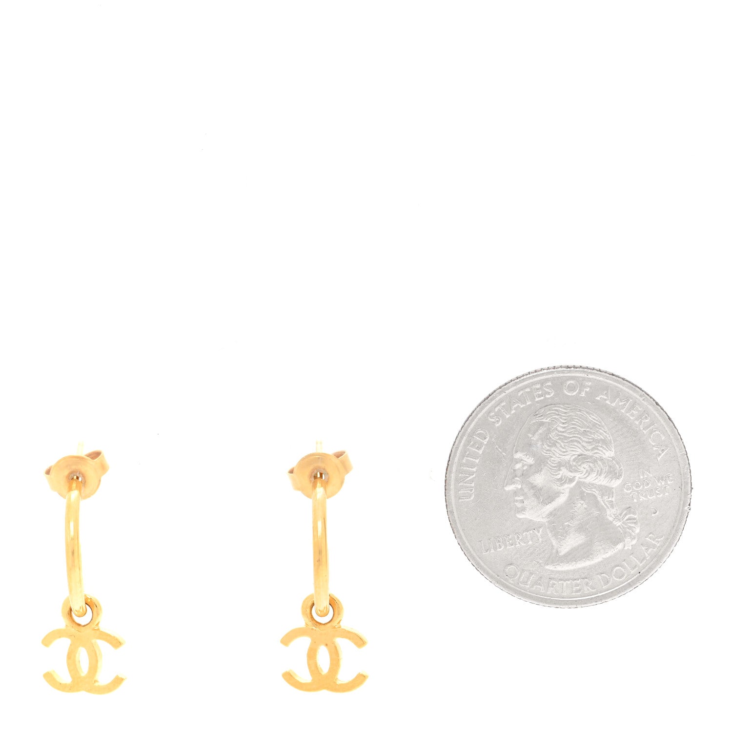 Chanel CC Hoop Earrings Gold 2 of 4