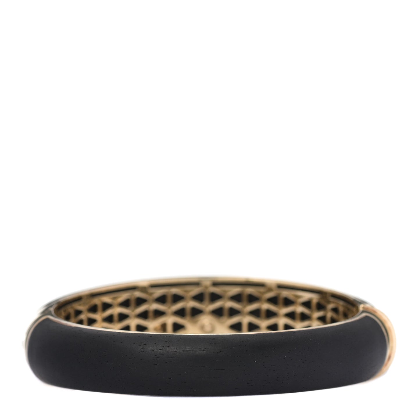 Sterling Silver 18K Yellow Gold Diamond Ebony Capri Plus Bangle Bracelet