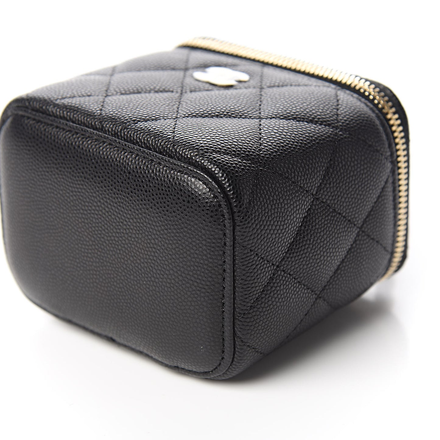 Caviar Quilted Mini Vanity Case With Chain Black