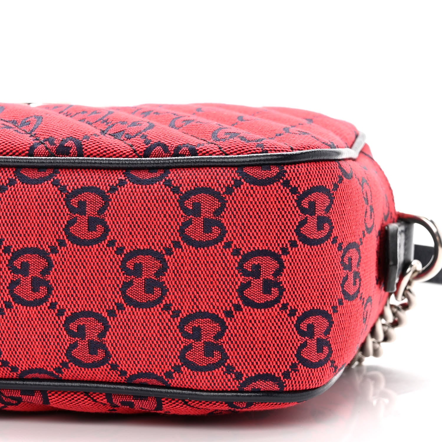 Gucci Monogram Multicolor Matelasse Diagonal Small GG Marmont Chain Shoulder Bag Red Blue 11 of 11