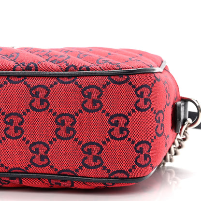 Gucci Monogram Multicolor Matelasse Diagonal Small GG Marmont Chain Shoulder Bag Red Blue 11 of 11