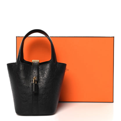 Hermes Ostrich Micro Picotin Lock Black 13 of 13