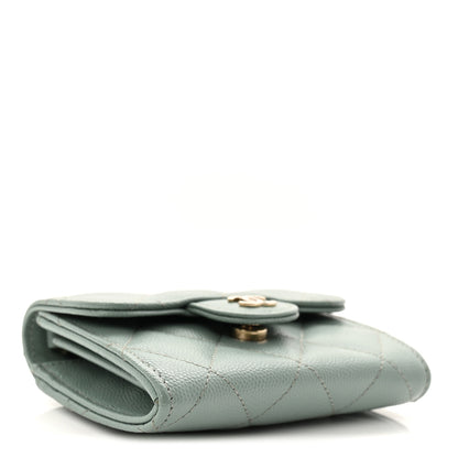 Chanel Caviar Quilted Flap Card Holder On Chain Light Green 4 of 11