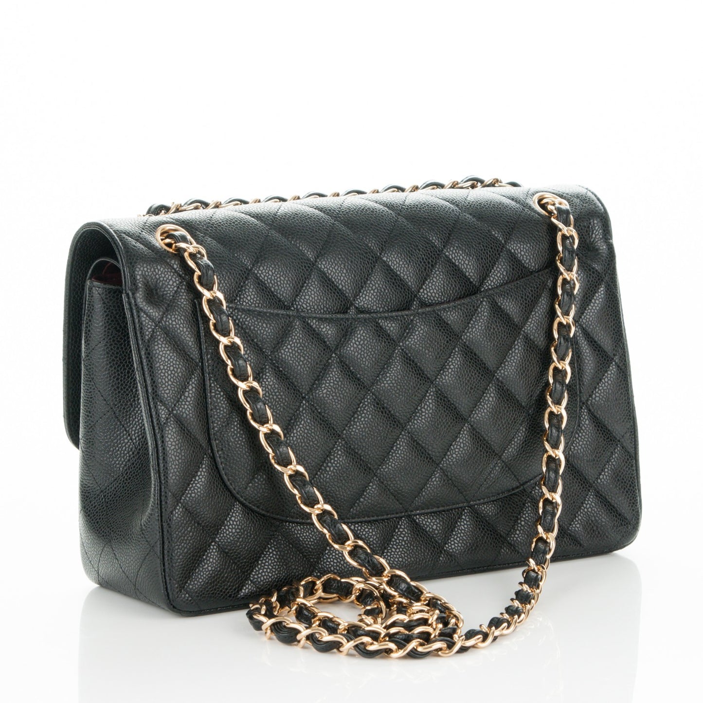 Caviar Quilted Jumbo Double Flap Black