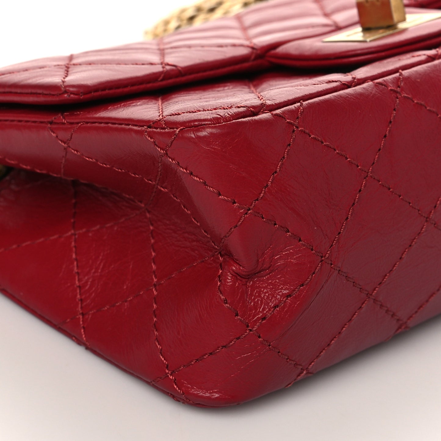 Aged Calfskin Quilted 2.55 Reissue Mini Flap Red
