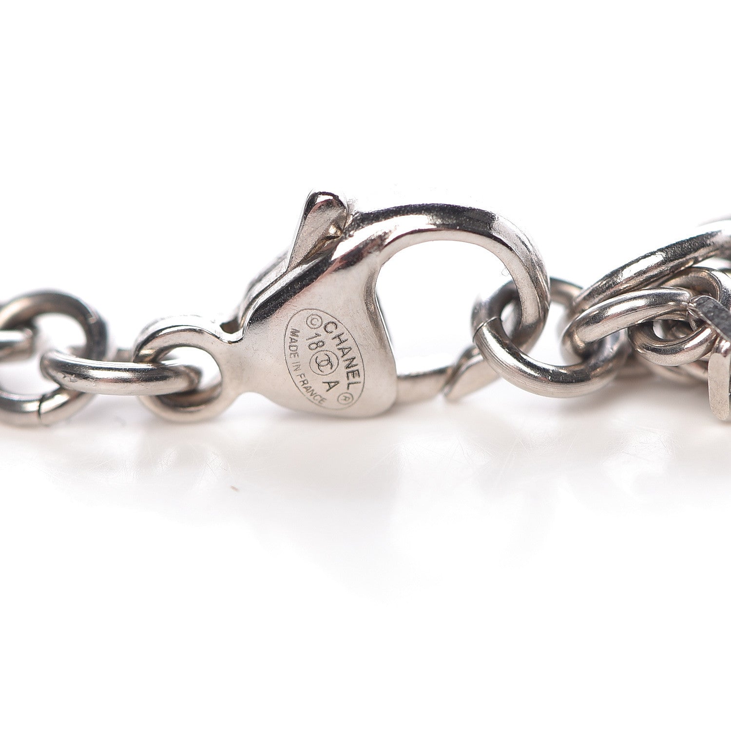Chanel Pearl Chain CC Long Necklace Silver 4 of 6
