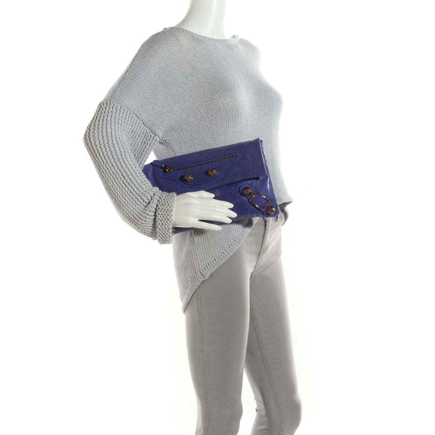 Agneau Giant 21 Rose Gold Hardware Envelope Clutch Bleu Lavande