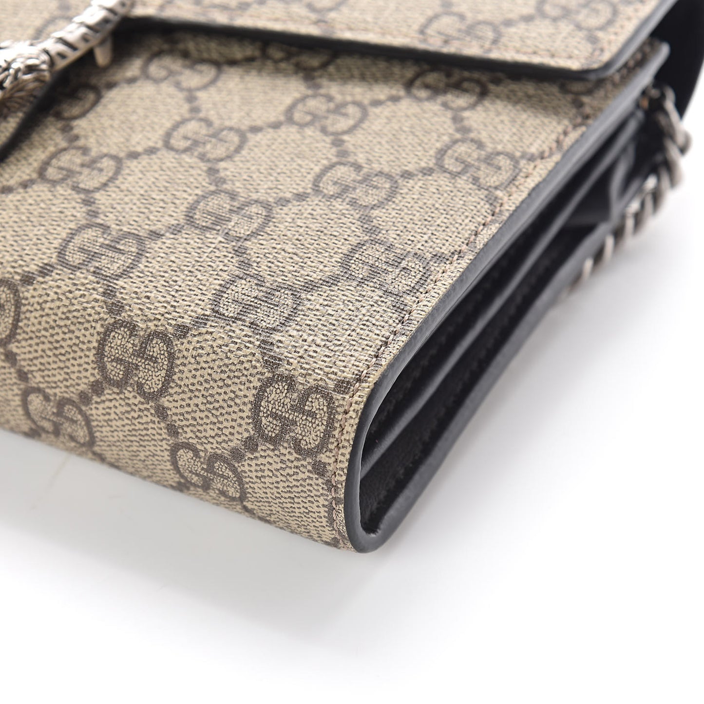 GG Supreme Monogram Mini Dionysus Chain Wallet Beige Black
