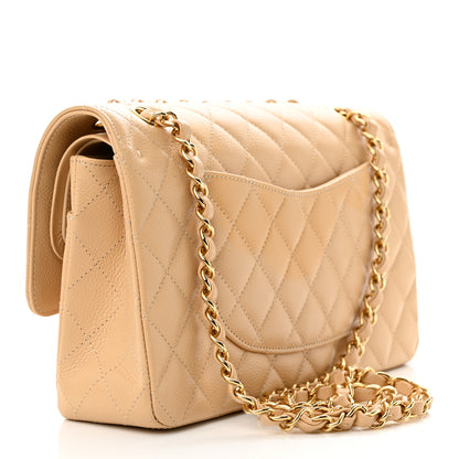 Chanel Caviar Quilted Medium Double Flap Beige 3 of 13