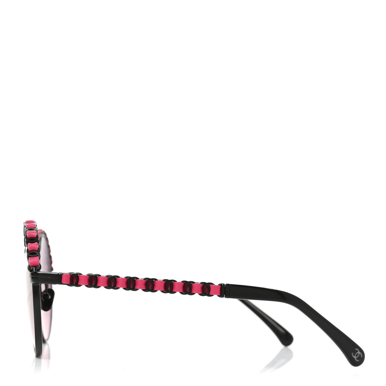 Chanel Metal Calfskin Round Chain Sunglasses 4265-Q Black Pink 3 of 7