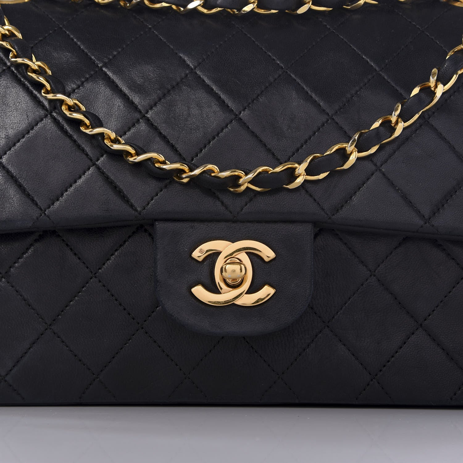 Chanel Lambskin Quilted Medium Double Flap Black 11 of 12