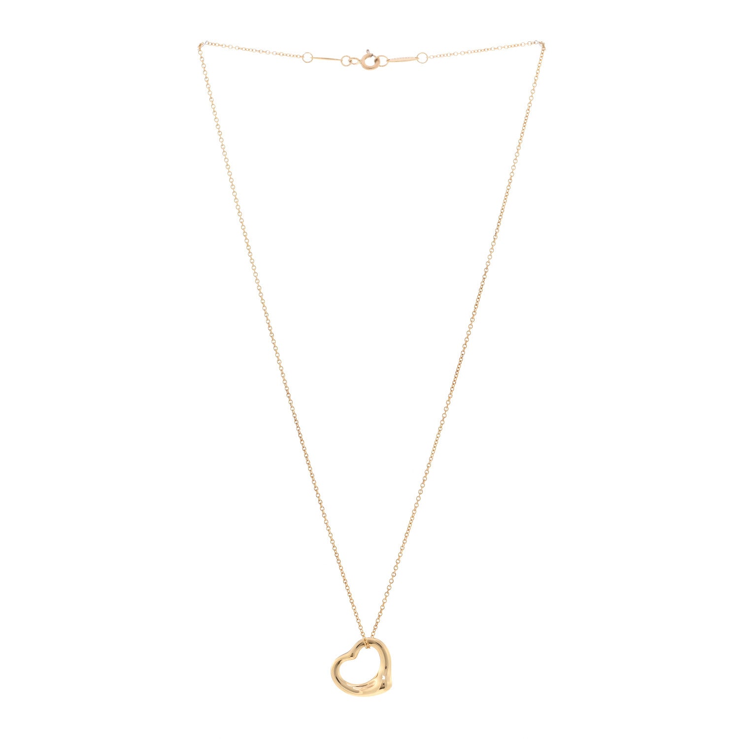 Tiffany 18K Yellow Gold 16mm Elsa Peretti Open Heart Pendant Necklace 3 of 6