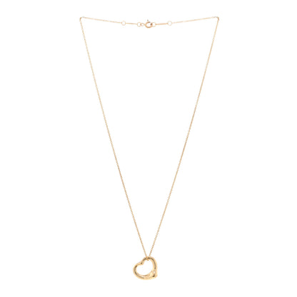 Tiffany 18K Yellow Gold 16mm Elsa Peretti Open Heart Pendant Necklace 3 of 6