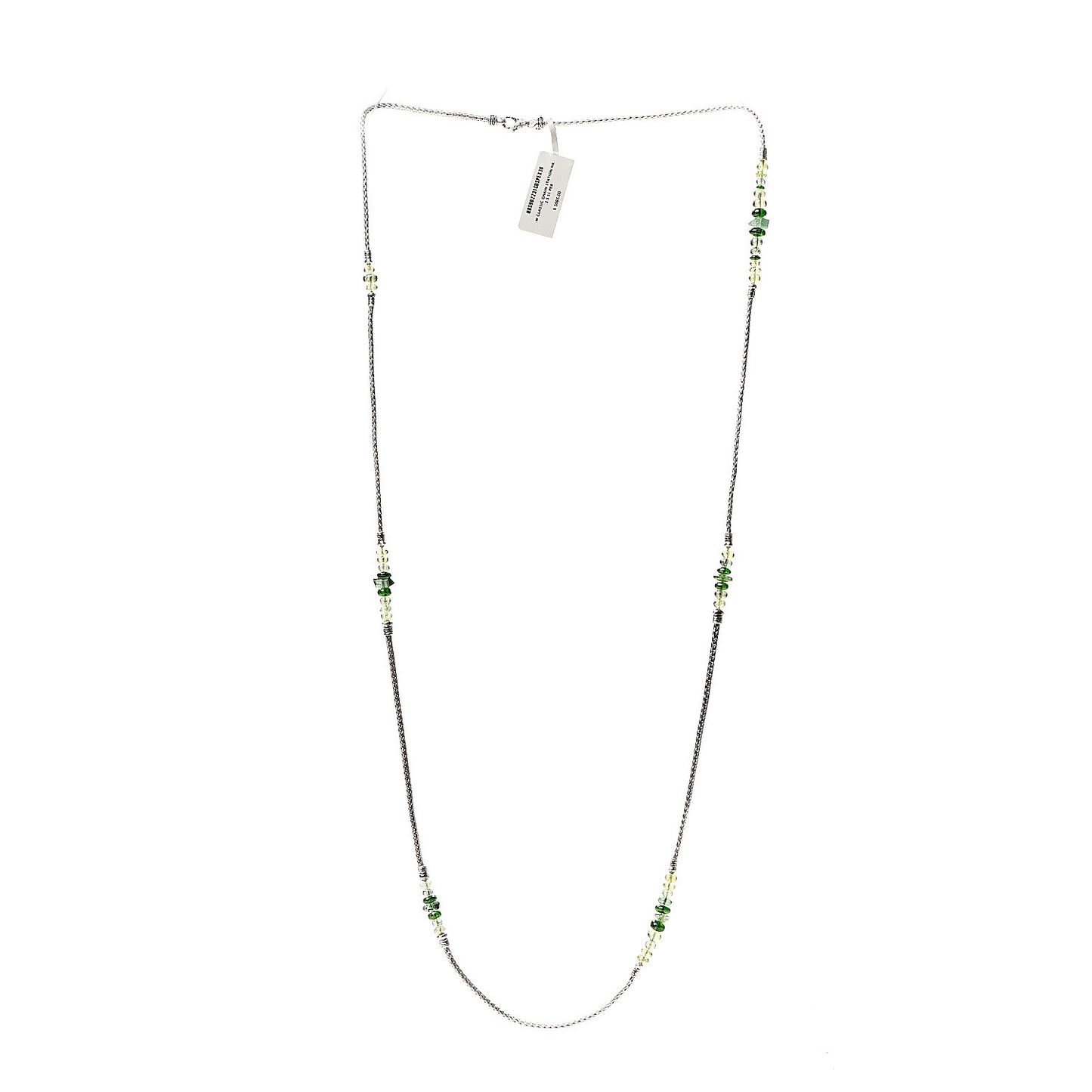 Sterling Silver Apatite Tourmaline Diopside Classic Chain Station Necklace Green
