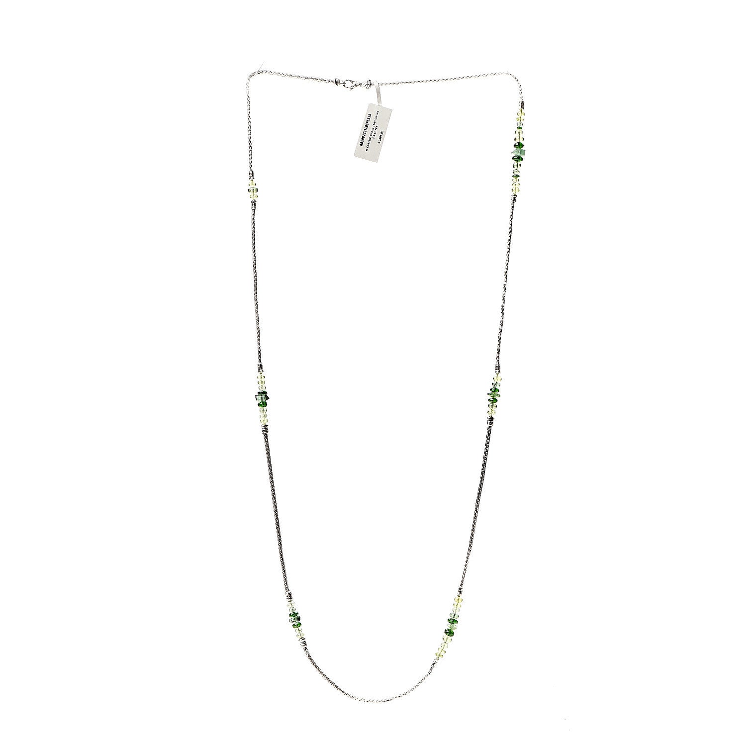 John Hardy Sterling Silver Apatite Tourmaline Diopside Classic Chain Station Necklace Green 2 of 3