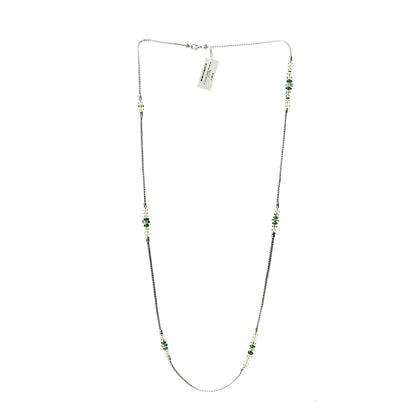 John Hardy Sterling Silver Apatite Tourmaline Diopside Classic Chain Station Necklace Green 2 of 3
