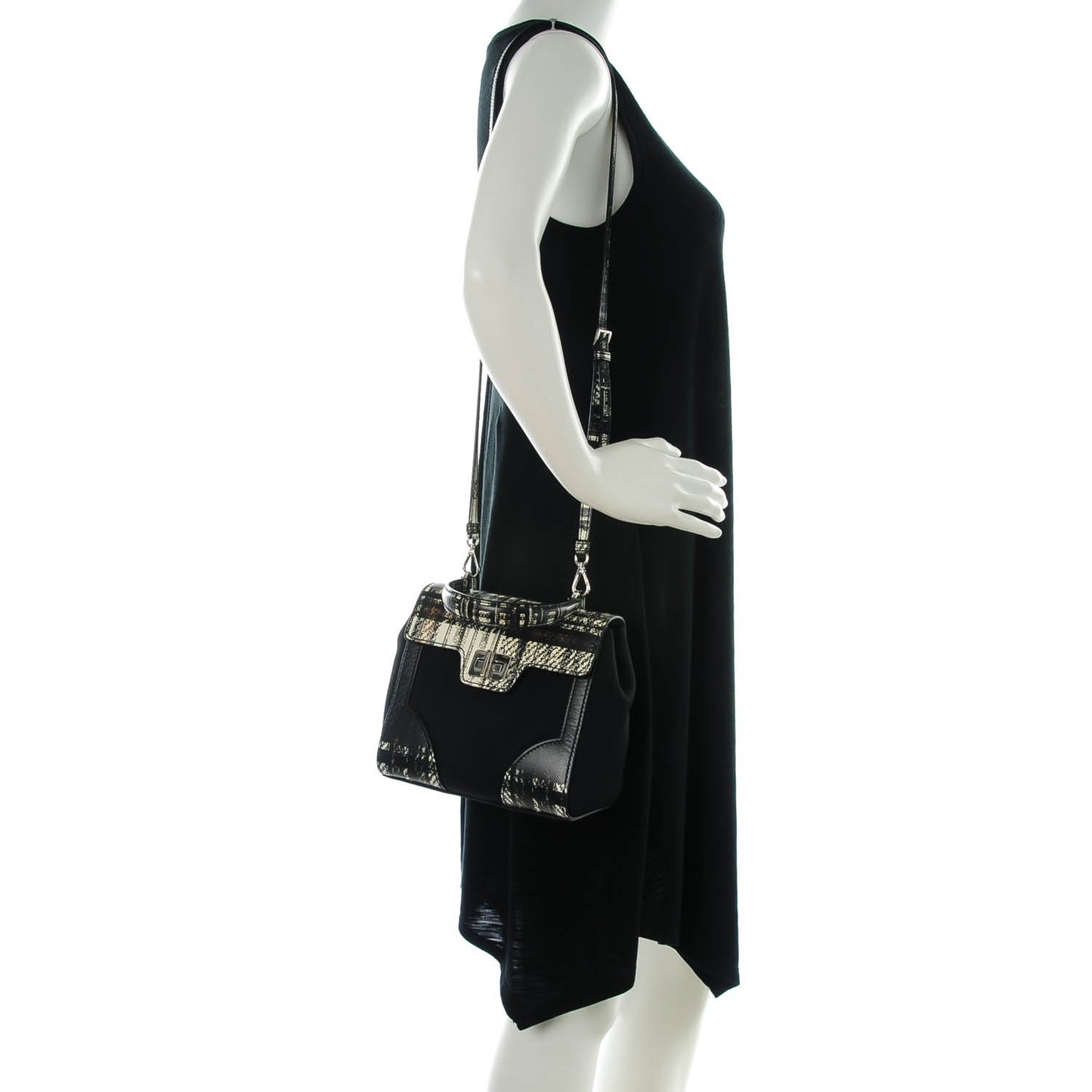 Tessuto Nylon Saffiano Tartan Print Small Satchel Bianco Dis Tartan