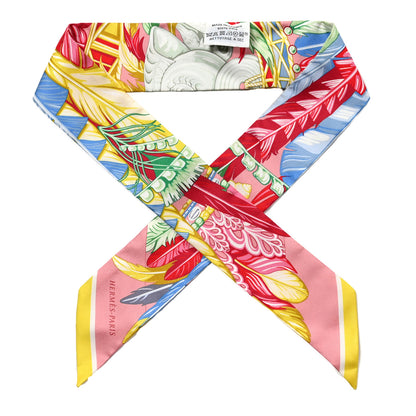 Hermes Silk La Danse Pacifique Twilly Vieux Rose Bleu Vert 1 of 4