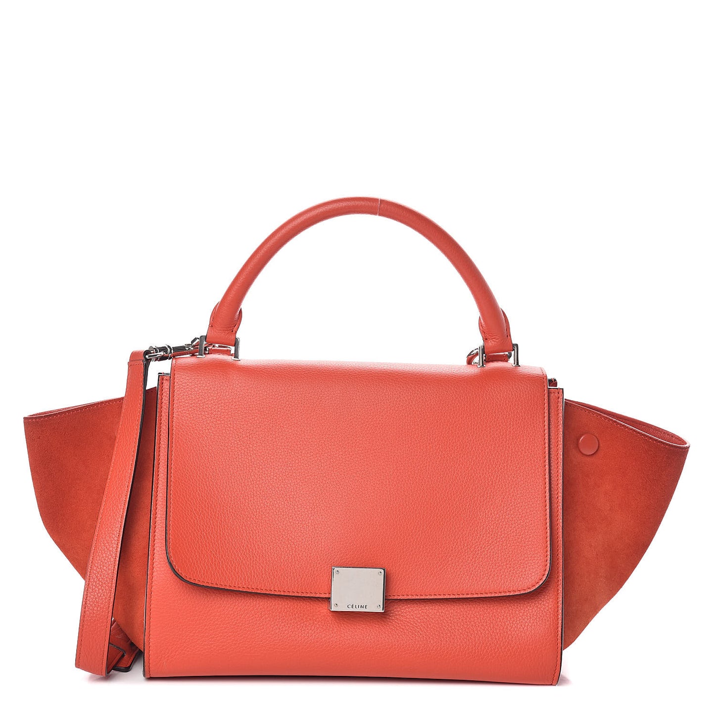Drummed Calfskin Suede Small Trapeze Vermillion